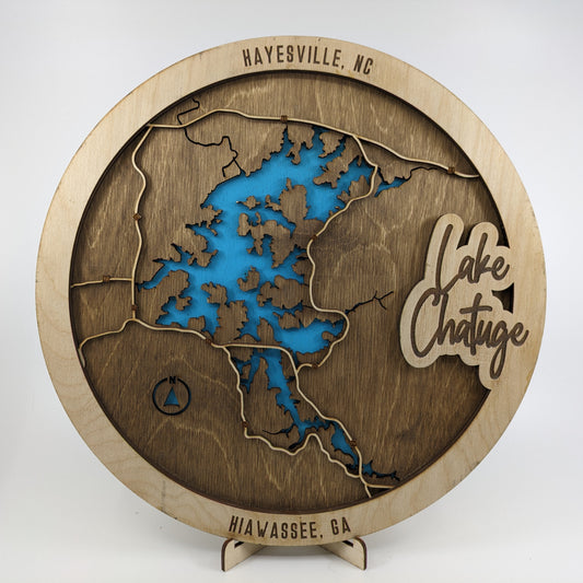 Lake Chatuge Layered Map - Round